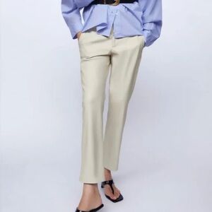 Zara Faux Leather Cream Trousers